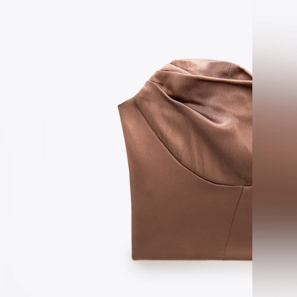 Zara Satin Mauve Crop Top